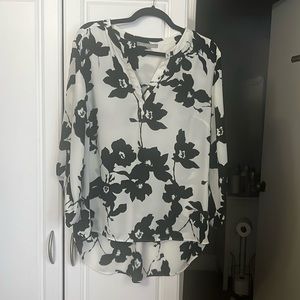 Beautiful white  blouse with black flowers. Purchased at Stitch Fix.